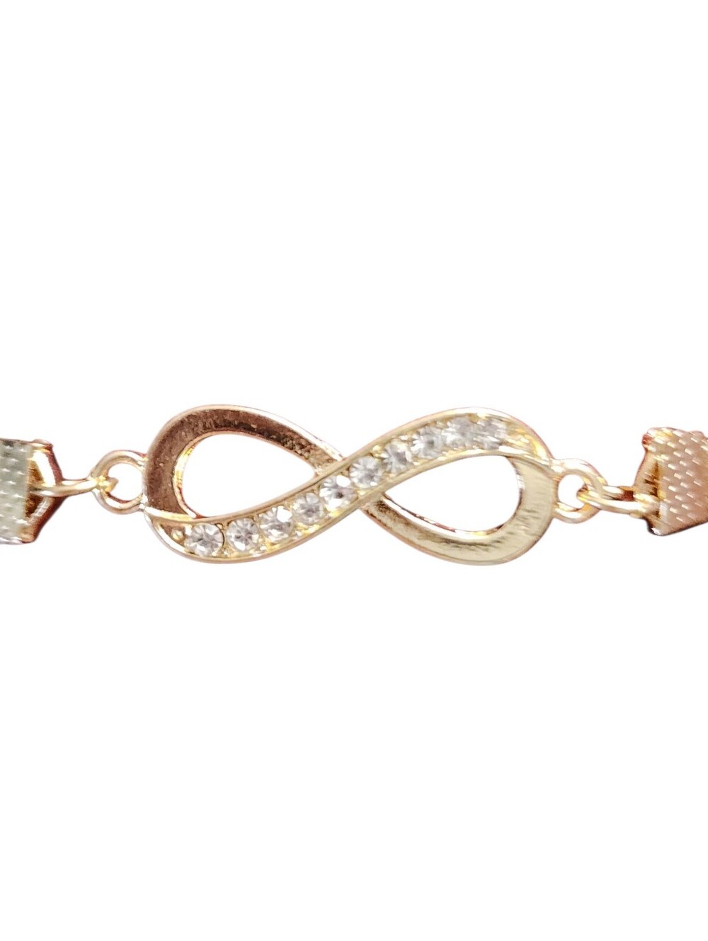 Goldtone Infinity Bracelet with Crystal Accents